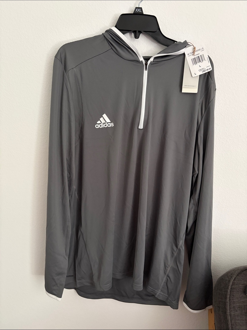 adidas Men’s Gray Performance Half-Zip Hoodie